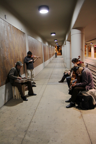 The Missing parts, an alternative folk band, performs in the Fourth Avenue underpass. The group can be heard and seen every Thursday, Friday and Saturday nights.