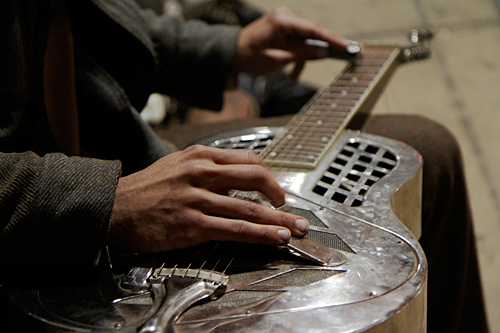 Douglas Fransisco plays his steel-lap guitar.