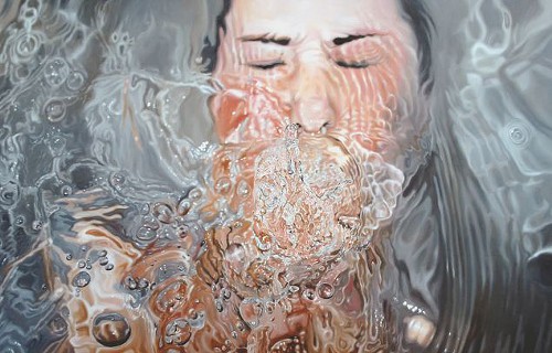 Linnea Strid, Drowning Artist #4, oil on wood panel